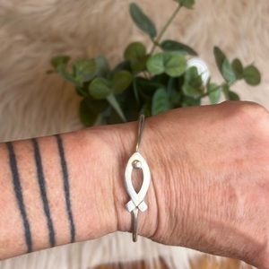 Sterling Silver Christian Fish Bangle Bracelet
